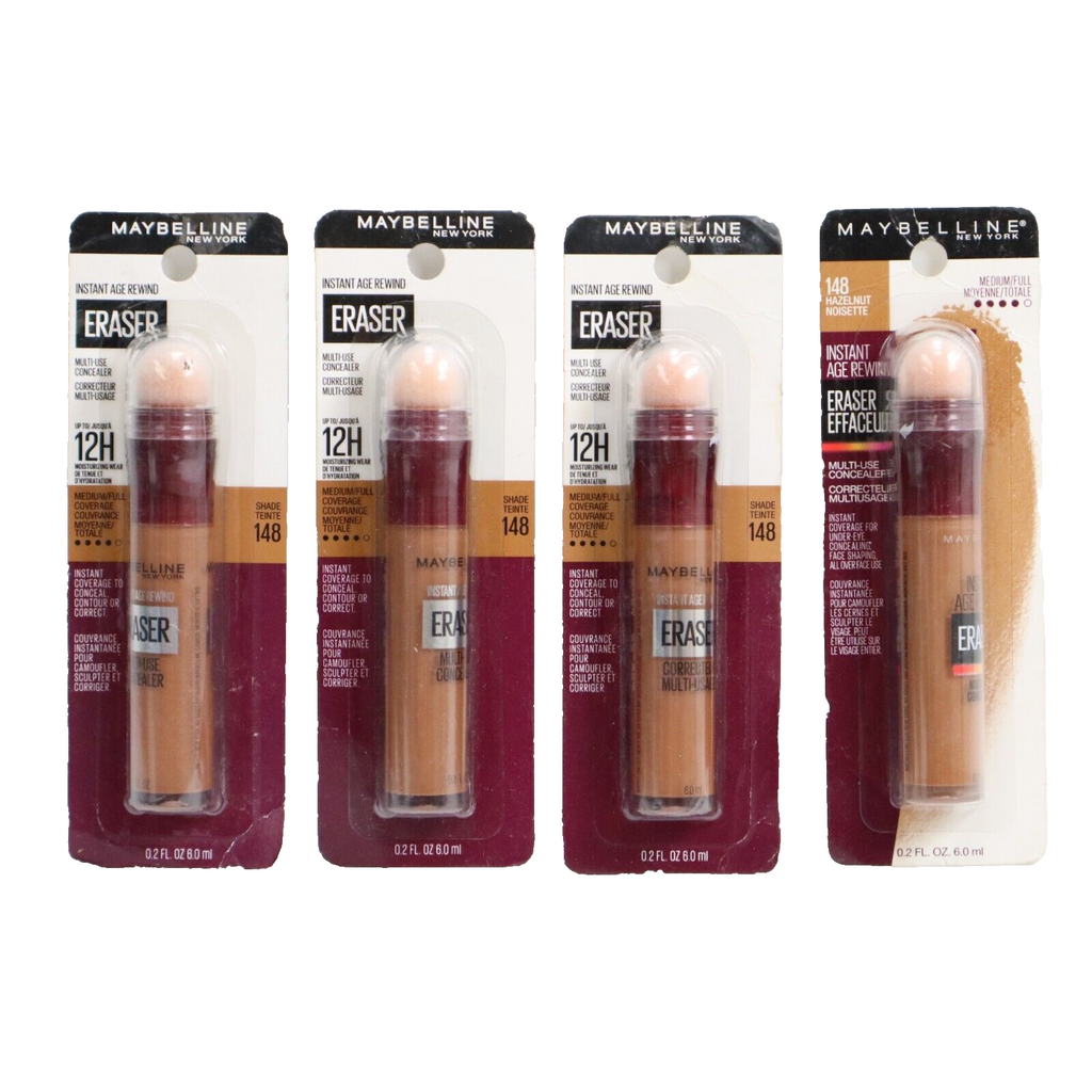 🔥4 PACK Maybelline Instant Age Rewind Eraser Multi-Use Concealer 148 Hazelnut🔥