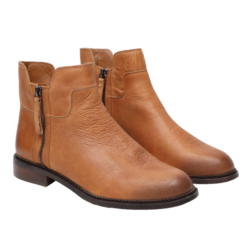 🔥Franco Sarto Women's Halford Booties Brown Leather Zip Ankle Boots 10US/41EU🔥