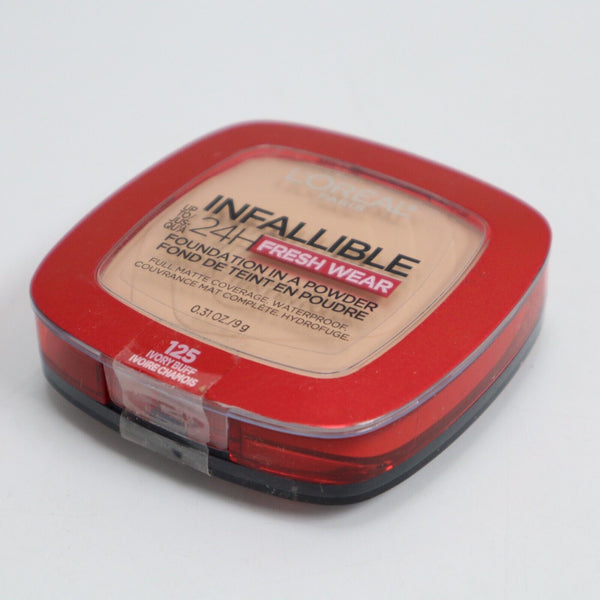 NEW L'OREAL Infallible Fresh Wear 24 HR Powder Foundation Makeup, 125 Ivory Buff