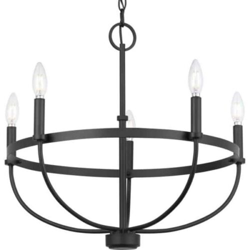 🔥Progress Lighting Camperdown 5-Light Matte Black Chandelier NEW 🔥