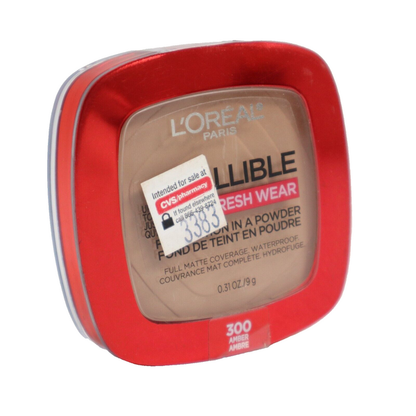 🔥L'OREAL Infallible Fresh Wear Foundation in Powder 24 Hour Long Wear 300 Amber