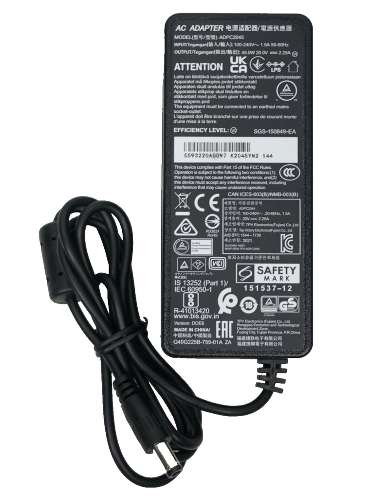 Genuine AOC ADPC2045 20V 2.25A 45W Monitor AC/DC Power Adapter Cord/Charger