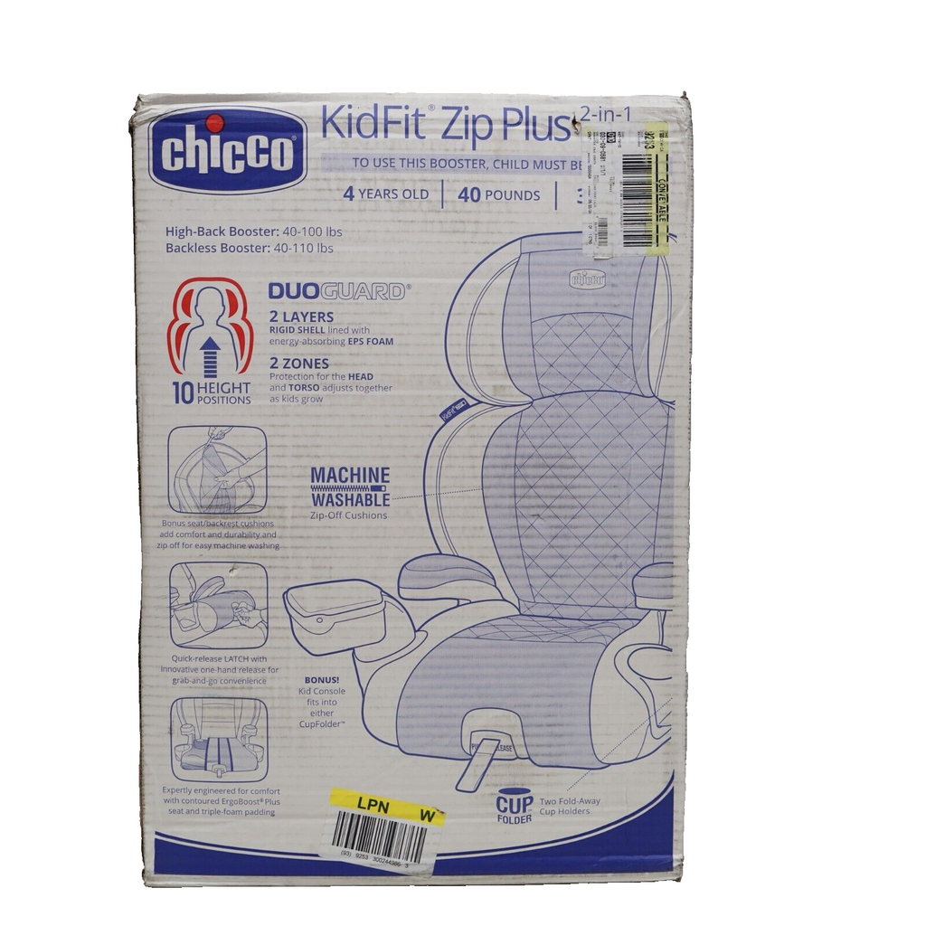 Chicco KidFit Zip Plus 2in1 Belt-Positioning Booster Car Seat Seascape/Blue NEW