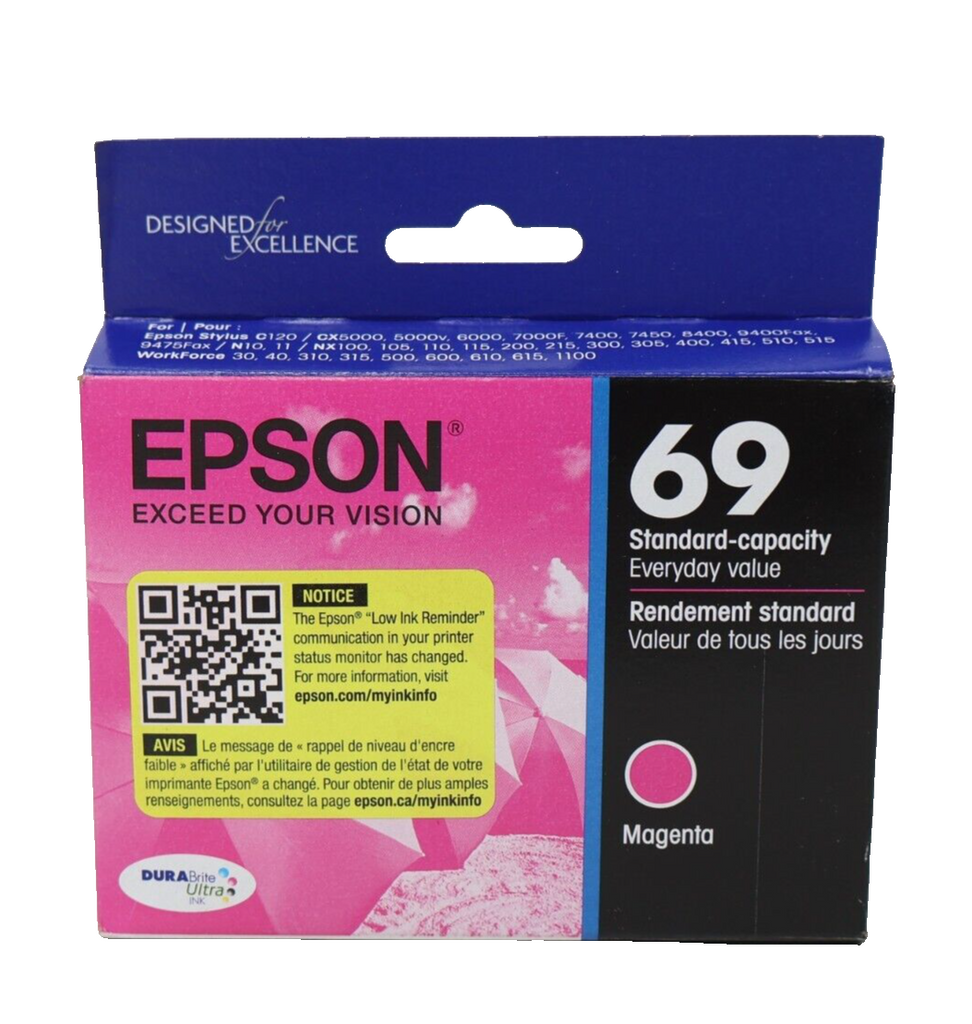🔥10 PACK Genuine Epson 69 Magenta Ink Cartridge WorkForce 1100 WorkForce 40 NEW
