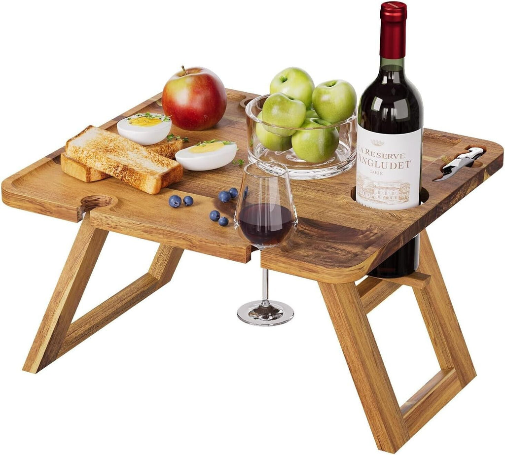 Portable Mini Picnic Table🍷wine holder 🧀 charcuterie board 🥐 Camping Concerts