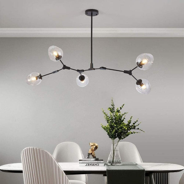 🔥Dellemade Sputnik Chandelier 5 Lights with Clear Glass Shades, Black FREE SH