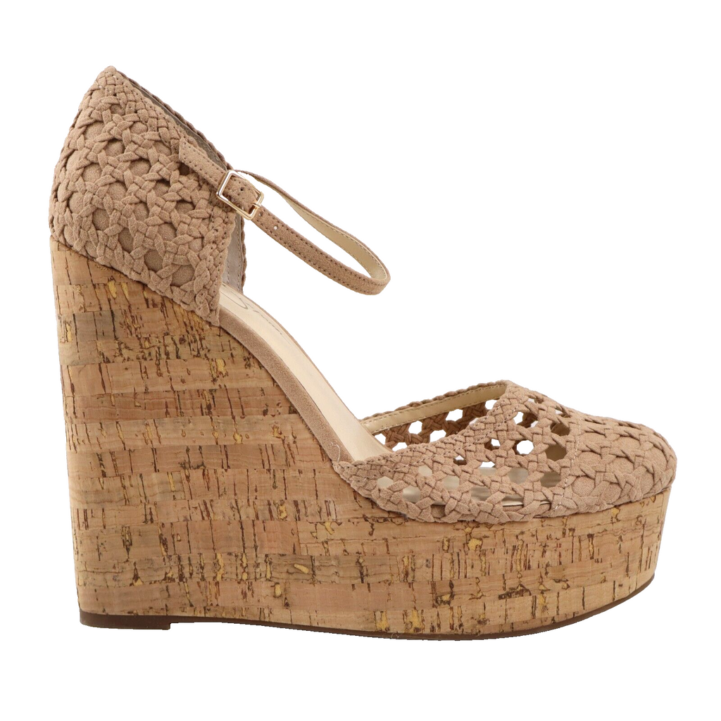 NEW Jessica Simpson Marshela Cork Wedge Ankle Strap Sandals Natural 8.5US/39.5EU