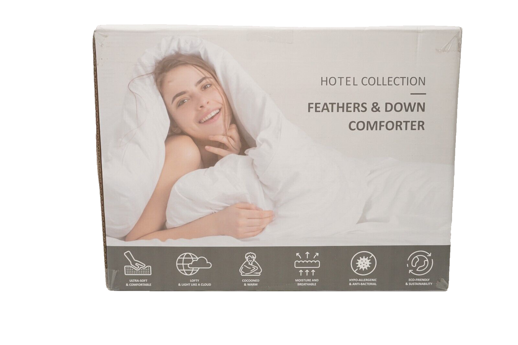 Luxurious Feather Comforter King Size, All Season Duvet Insert, Hotel Collection