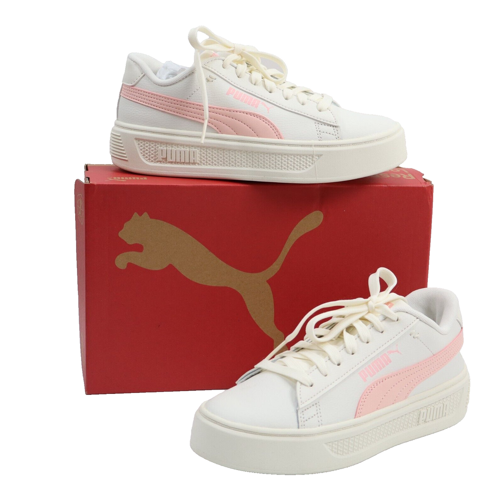 🔥NEW PUMA Women’s Smash Platform V3 Low Sneakers 390758-05, White/Pink 6US/36EU