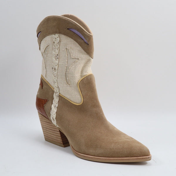 🔥Dolce Vita Loral Multicolor Western Booties, Taupe Multi Suede, 9US SHIPS NOW