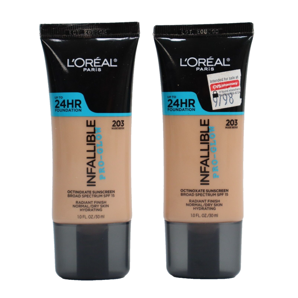 🔥2 X L’Oreal Paris Infallible Pro-Glow Foundation 203 Nude Beige SHIPS NOW🔥