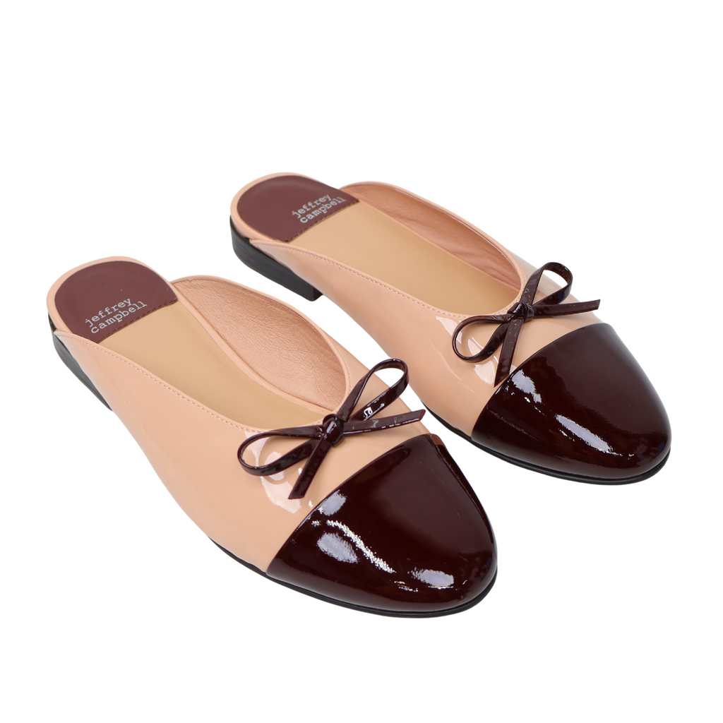 🔥Jeffery Campbell Ballet Cap Toe Mule Natural Brown Patent 5.5US/36EU MSRP $150