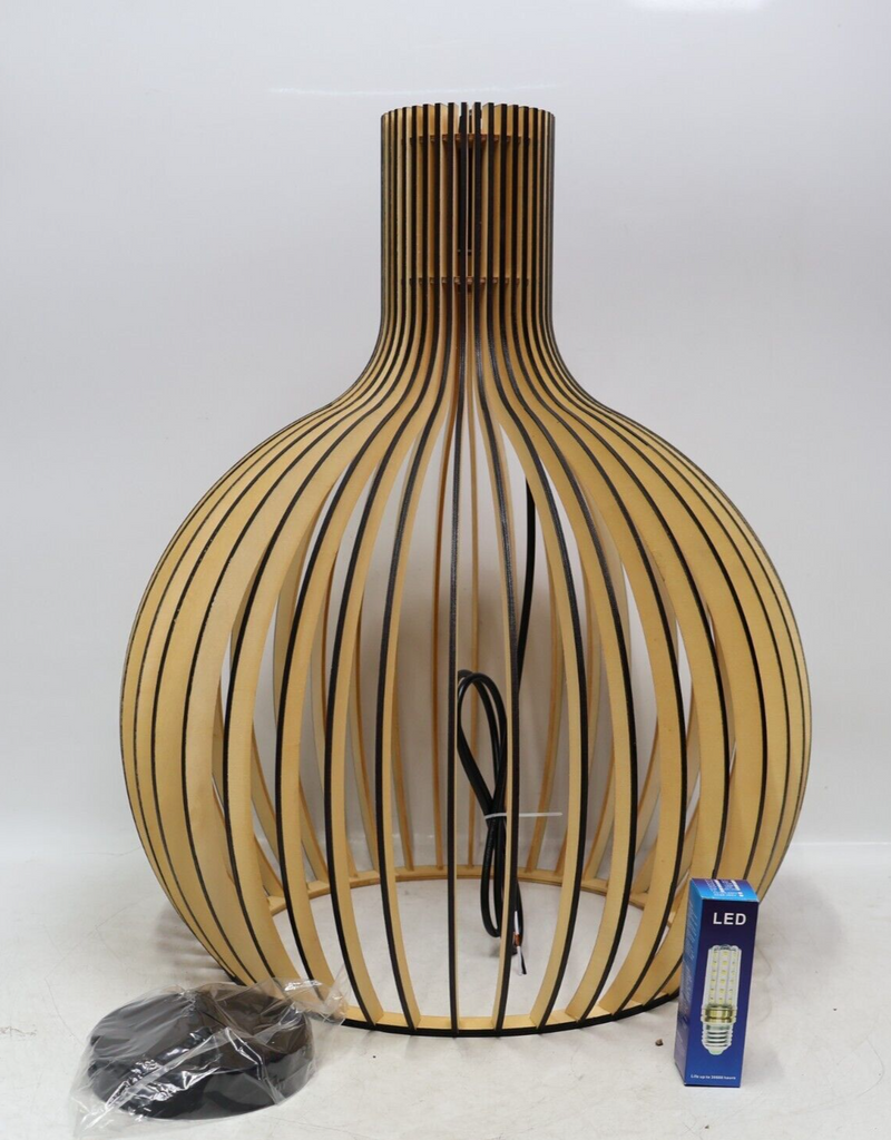 Wooden Birdcage Pendant Lamp New Open Box