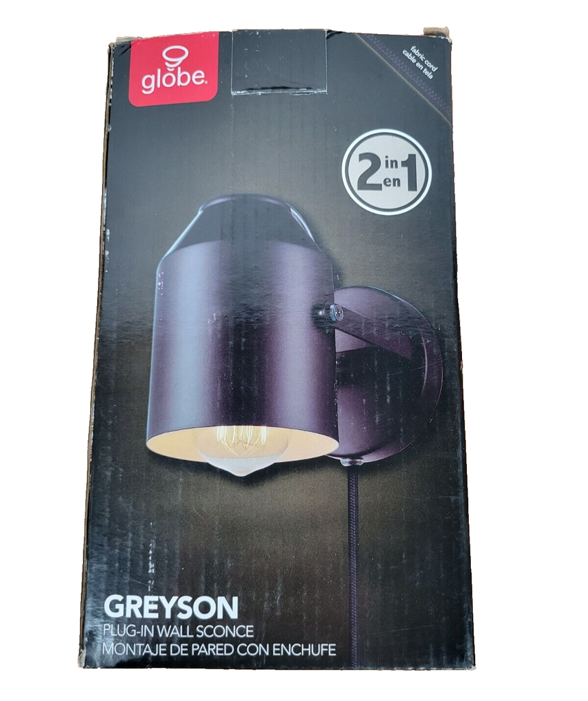 Globe Electric 51514 Greyson 1-Light Plug-in or Hardwire Wall Sconce, Matte, 6ft