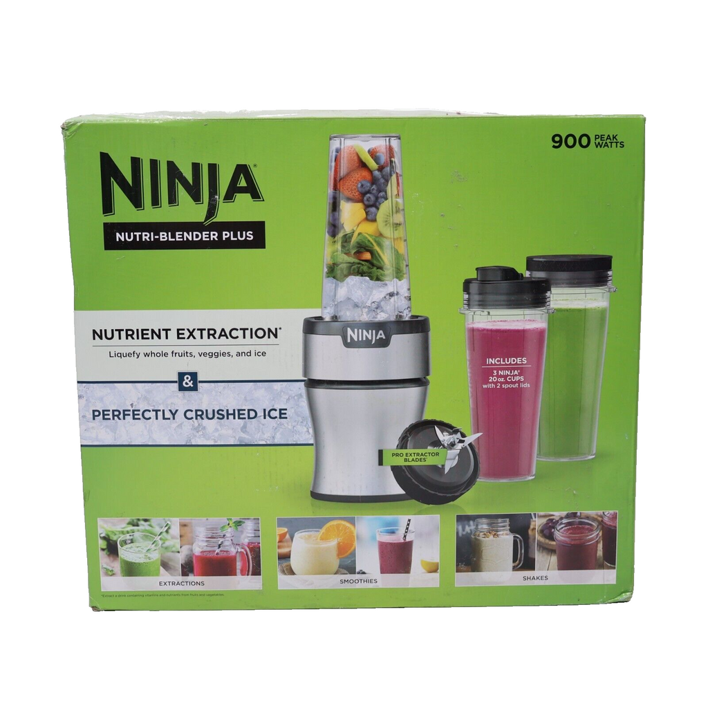 Ninja BN301 Nutri-Blender Plus 20Oz. Single-Serve Blender Dishwasher Safe Silver
