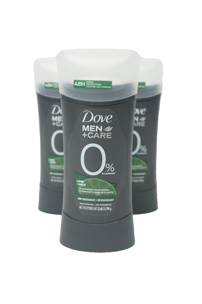 Dove Men + Care 0% Aluminum Deodorant LIME & SAGE Plant Based 48HR 2.6 oz New