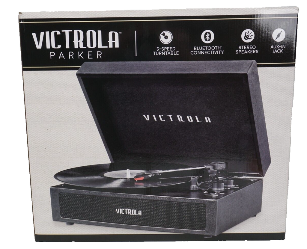 Victrola Parker Bluetooth Suitcase Record Player with 3-speed Turntable - Black