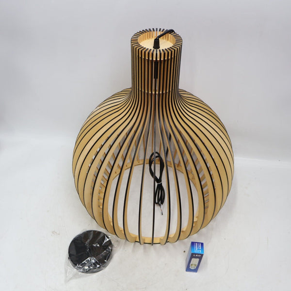 Wooden Birdcage Pendant Lamp New Open Box