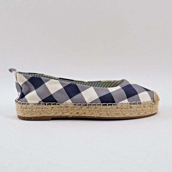 🔥NEW DRAPER JAMES Georgia Espadrille Flats, Navy Gingham 7.5US/38EU SHIPS TODAY