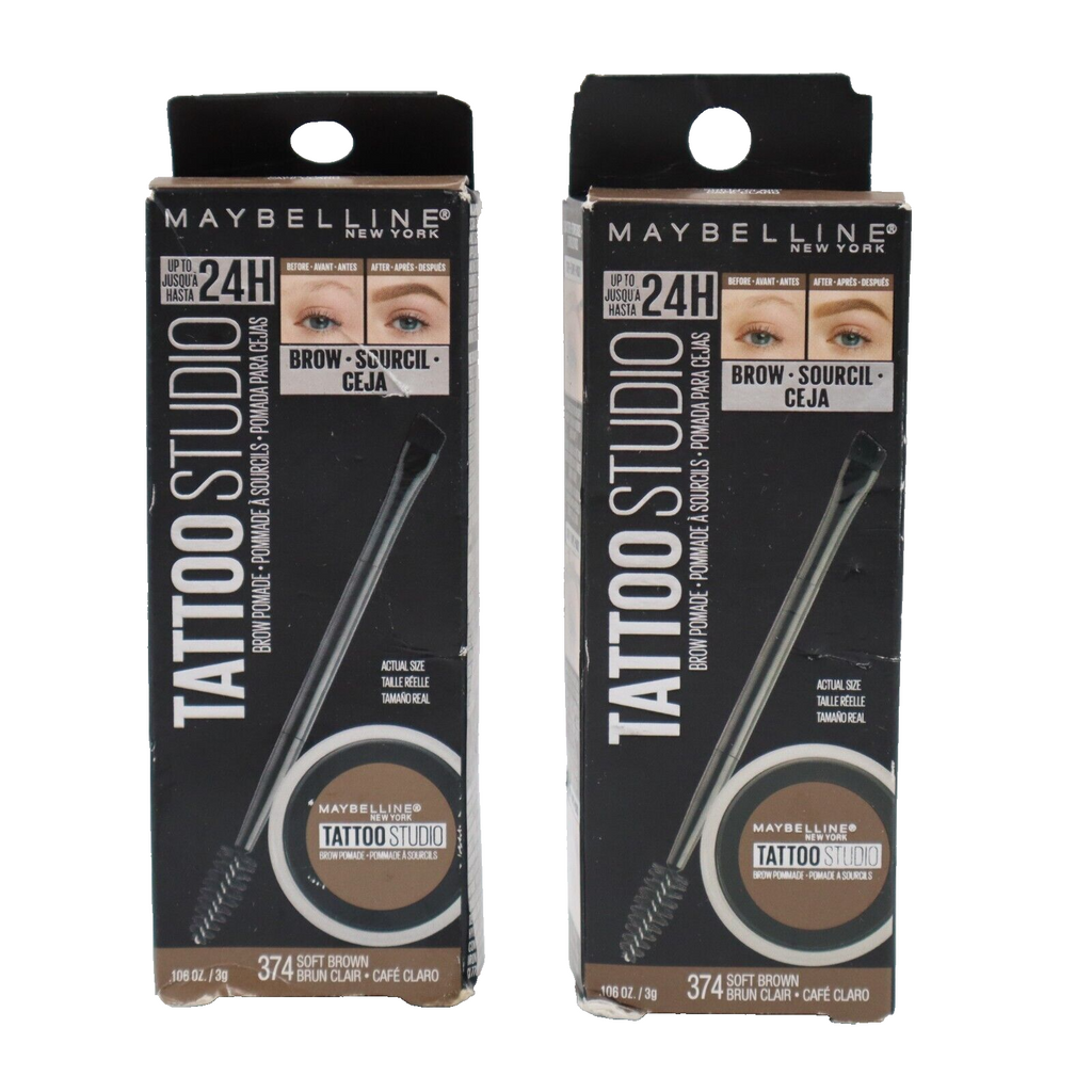 🔥2 PACK Maybelline Tattoo Studio Brow Pomade 3g, #374 Soft Brown, SHIPS TODAY🔥