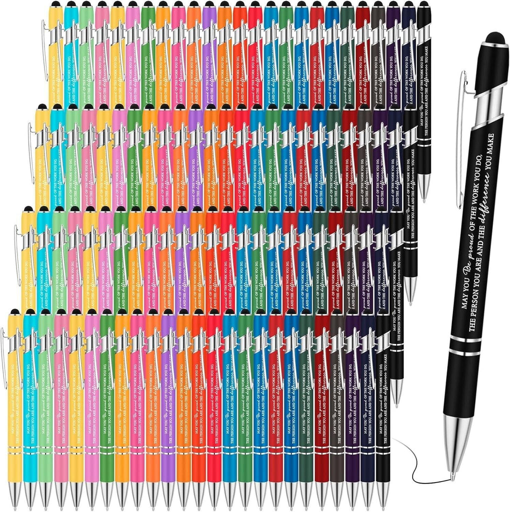 100ct Lot Misprint Metal Retractable Soft Cross-Grip Stylus Pens: MIXED COLORS