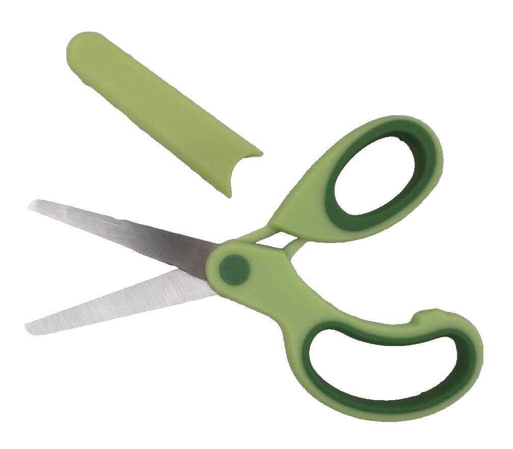 ✂️GENERIC (GREEN) Kid's School Scissors, 6", ROUND POINT w/COVER✂️