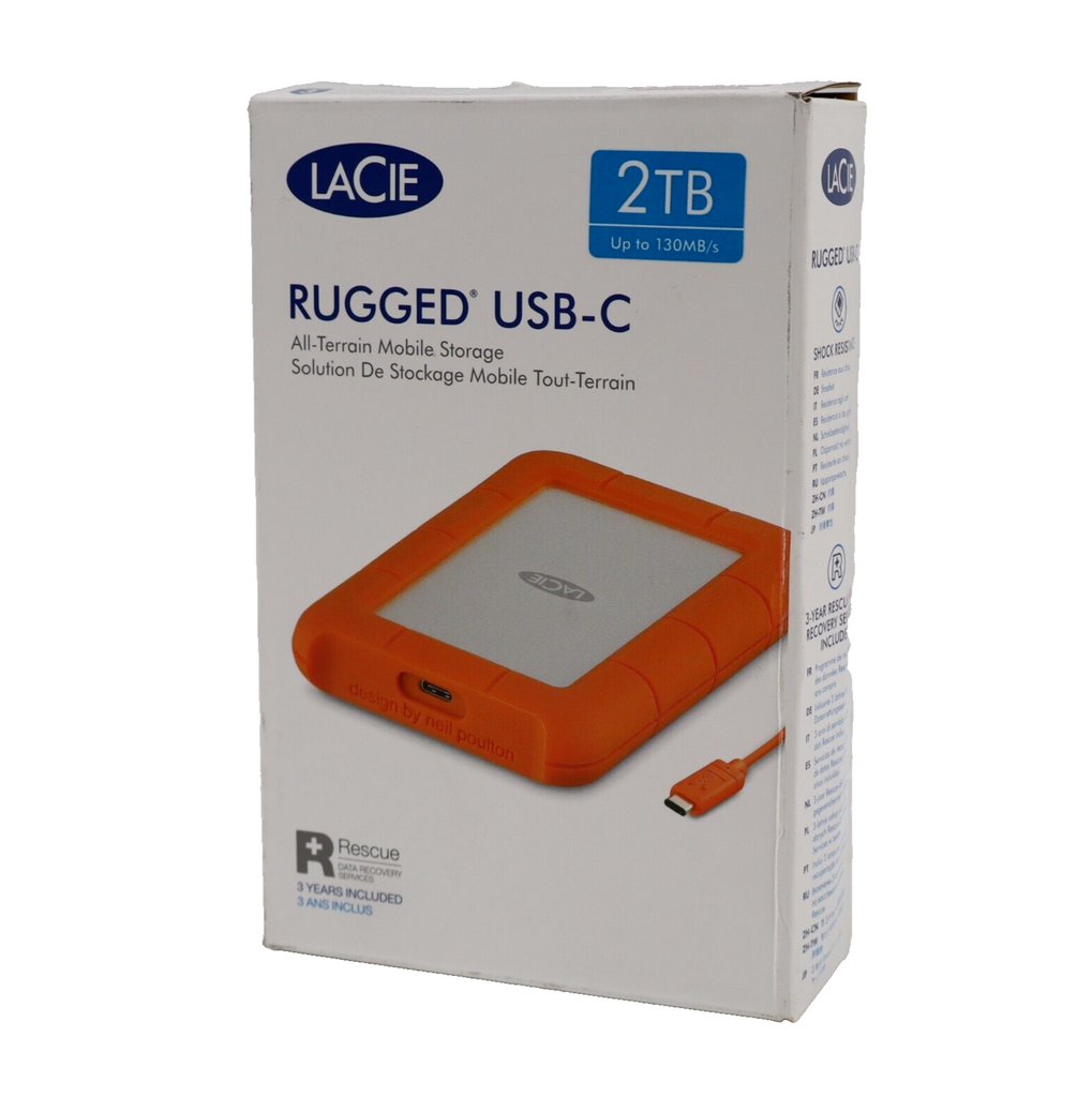 🔥LaCie Rugged USB-C 3.0 Thunderbolt 2TB External Hard Drive STFR2000800 Orange